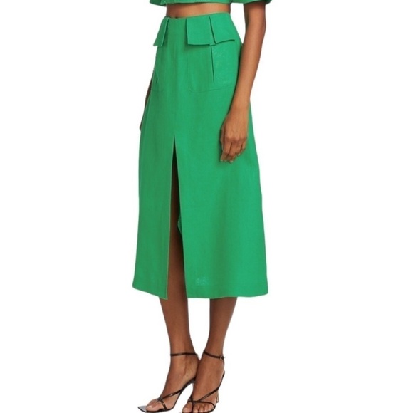Matthew Bruch Cargo Linen Midi-Skirt - Picture 2 of 8